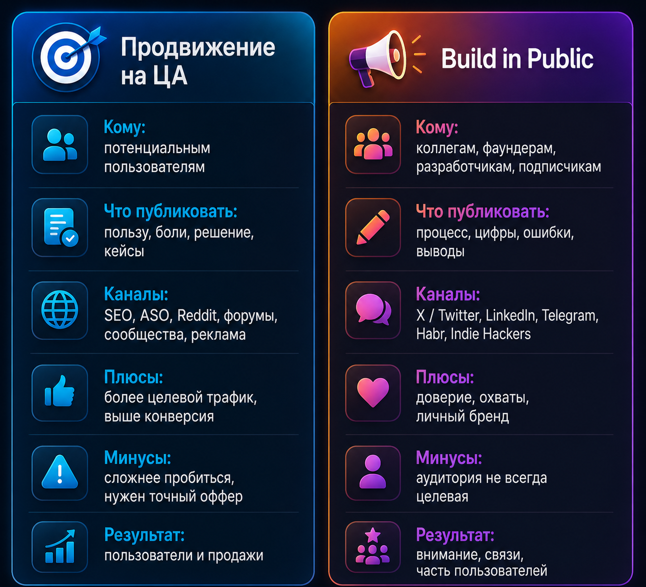Продвижение на ЦА vc Build in Public
